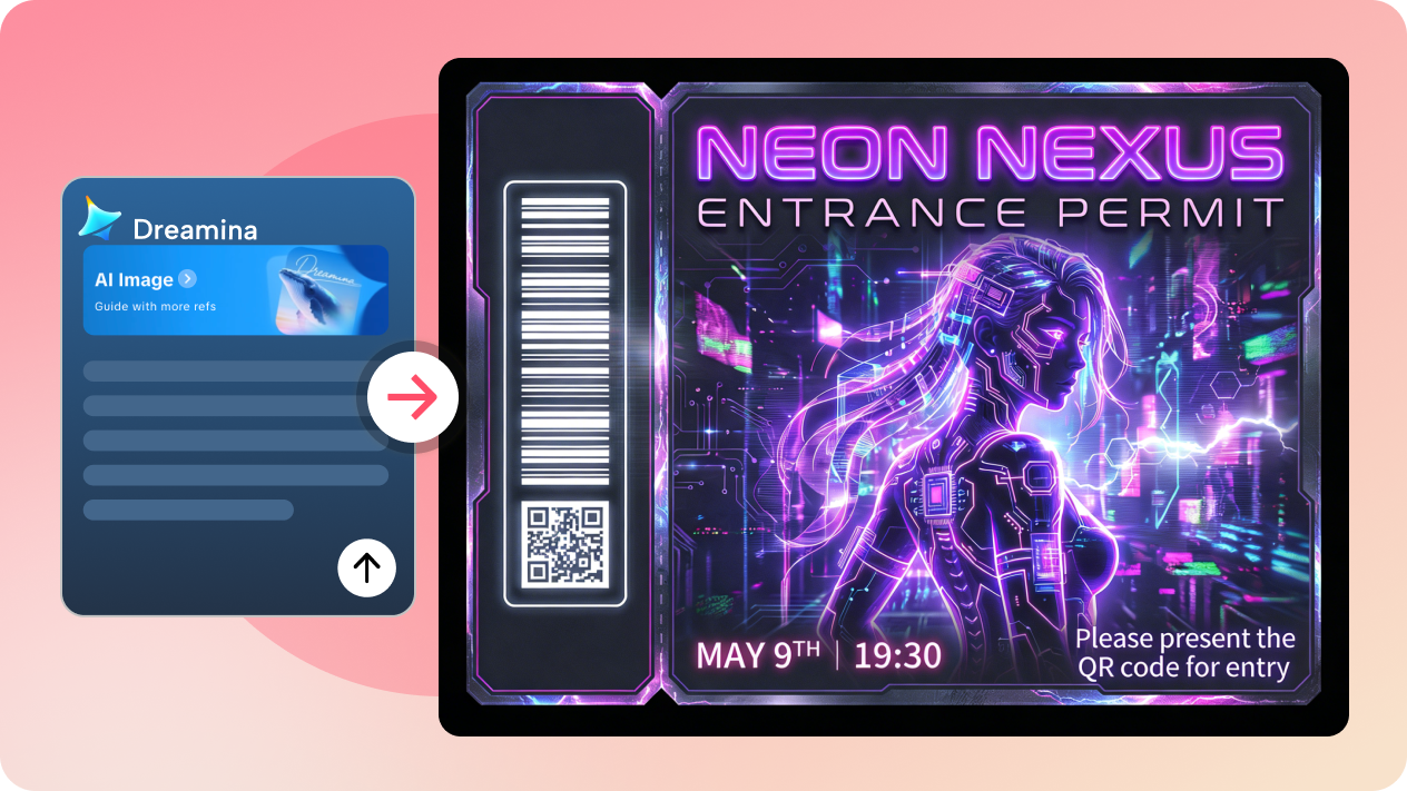 Generate professional event tickets from text descriptions