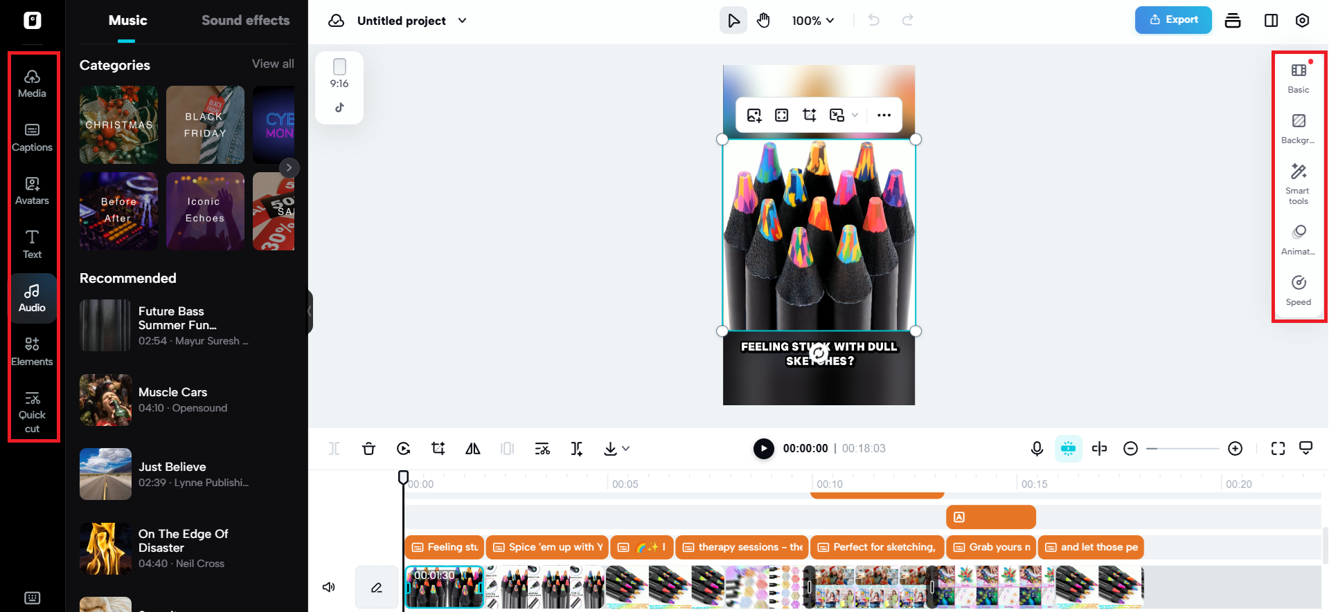 Editing options on either side