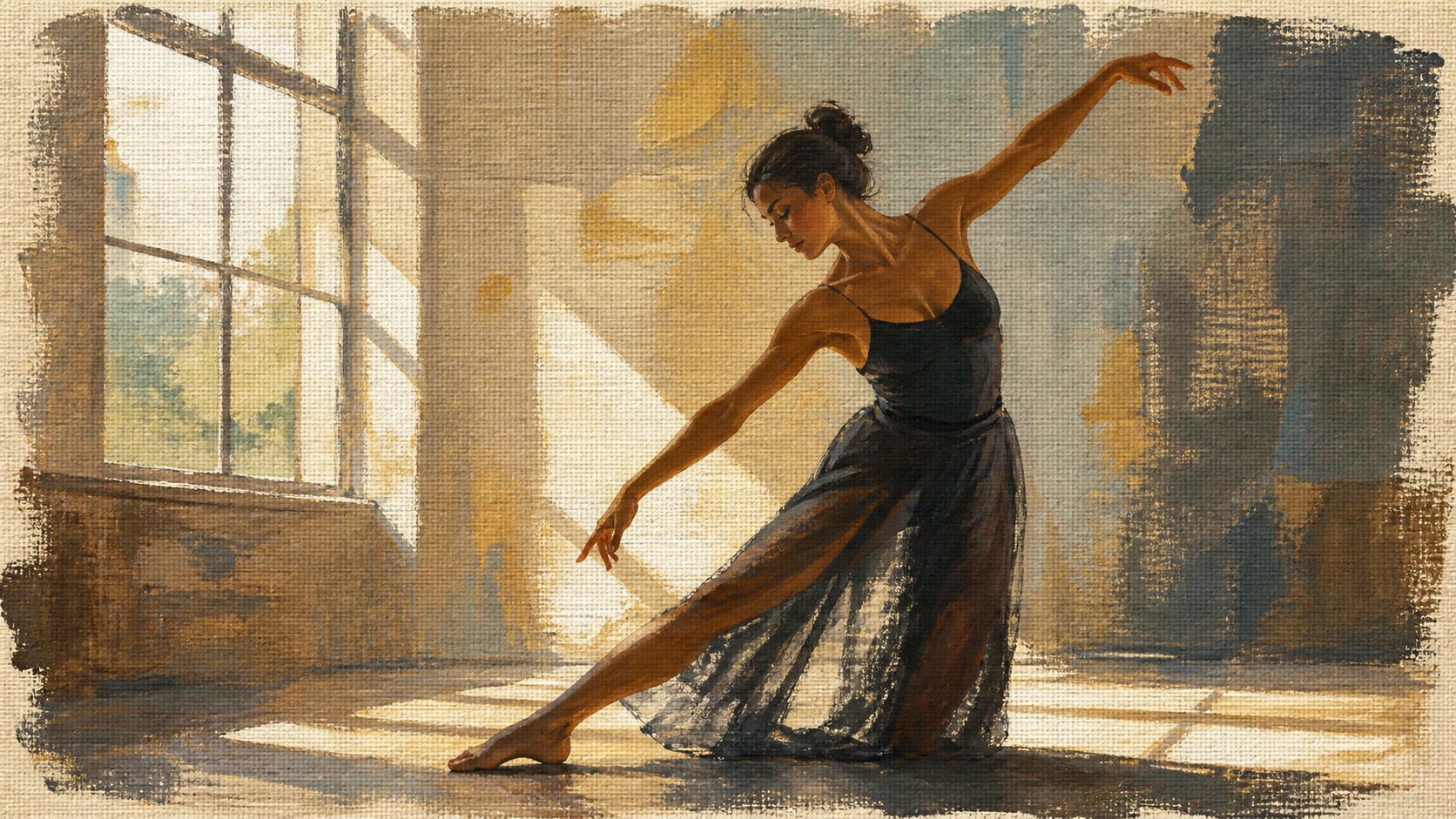 Disegnato a mano Tela-stile Opera d'arte originale 16: 9 effetto visivo 2