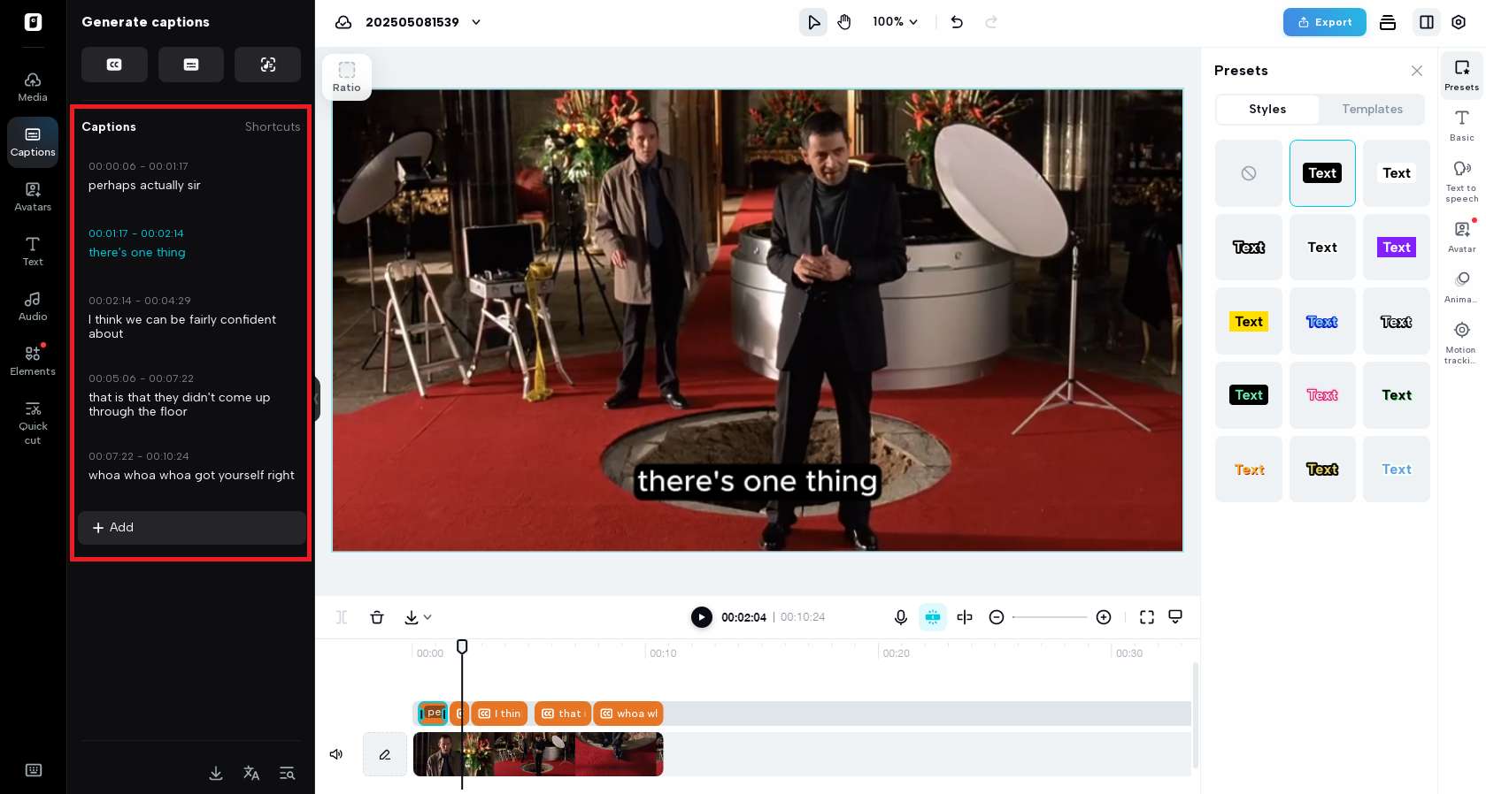Ability to auto-detect speech and generate captions