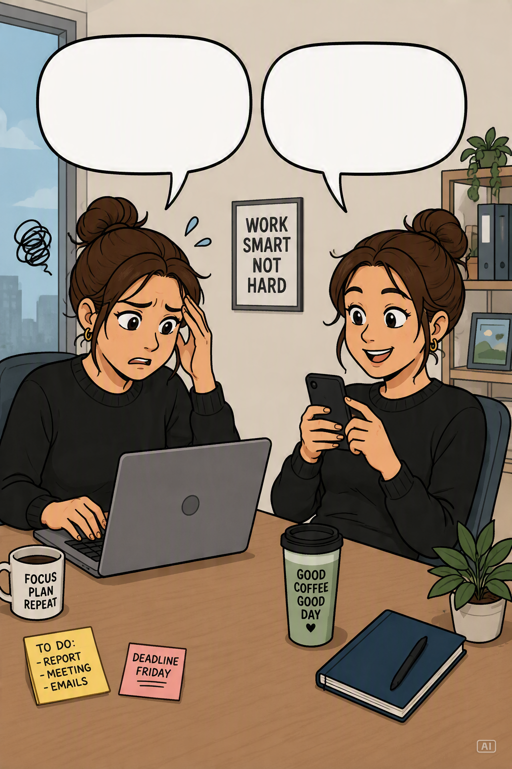 Talking to myself procrastination meme image generated by Pippit