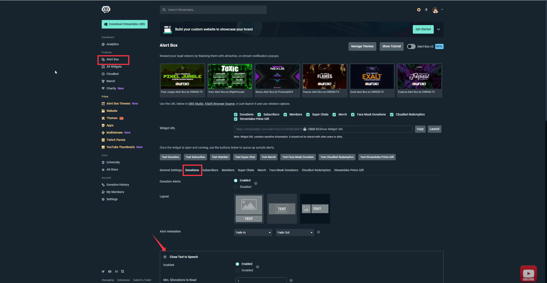 ภาพแสดงวิธีการตั้งค่า TTS บน Twitch บนคอมพิวเตอร์