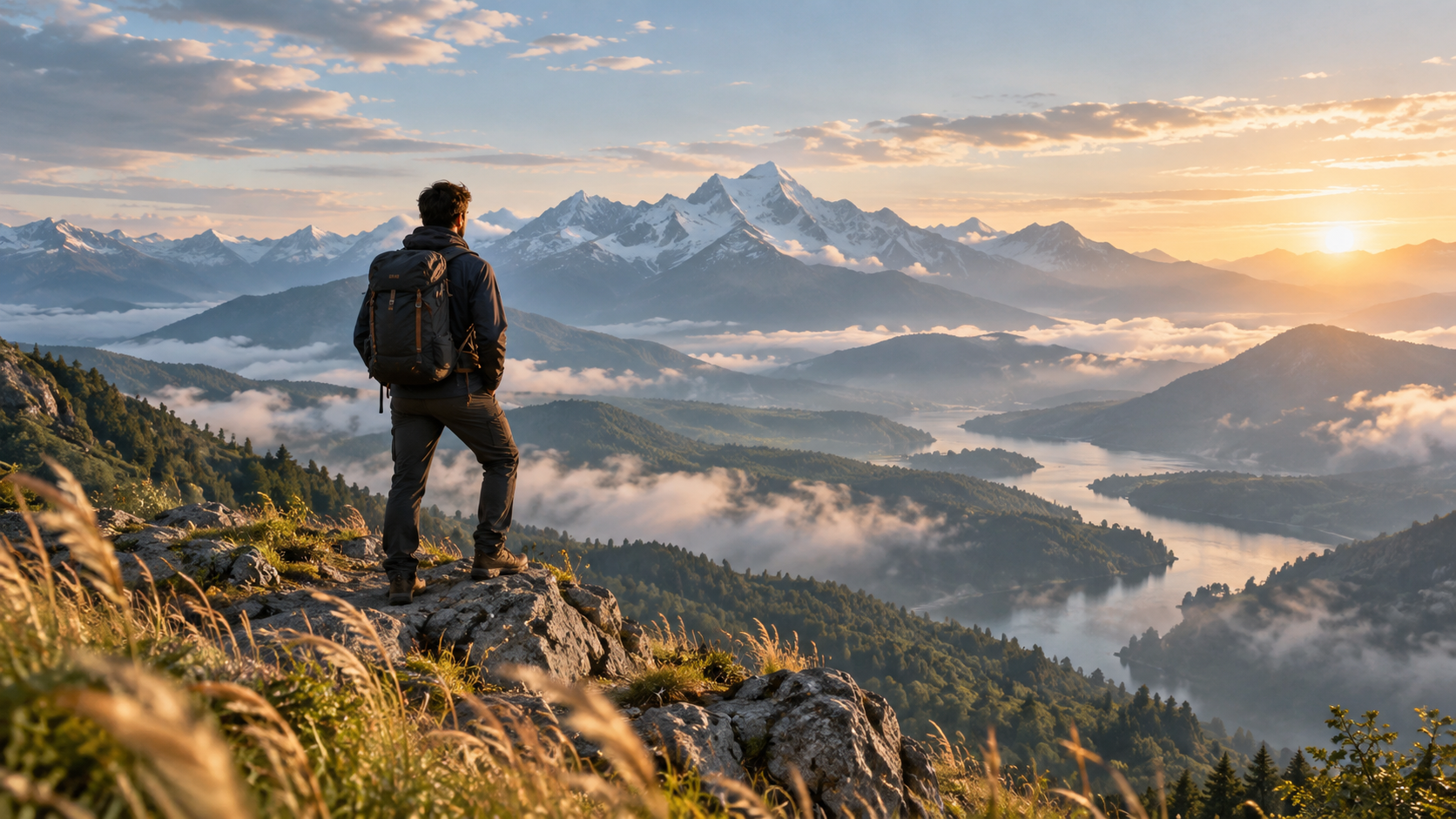 a cinematic mountain-view vibe video