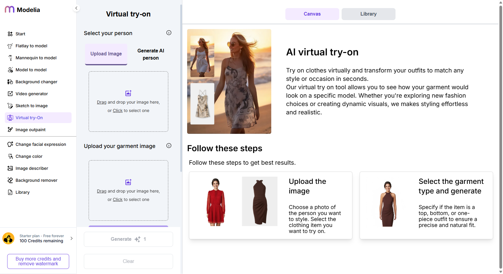 Modelia.ai AI clothing generator