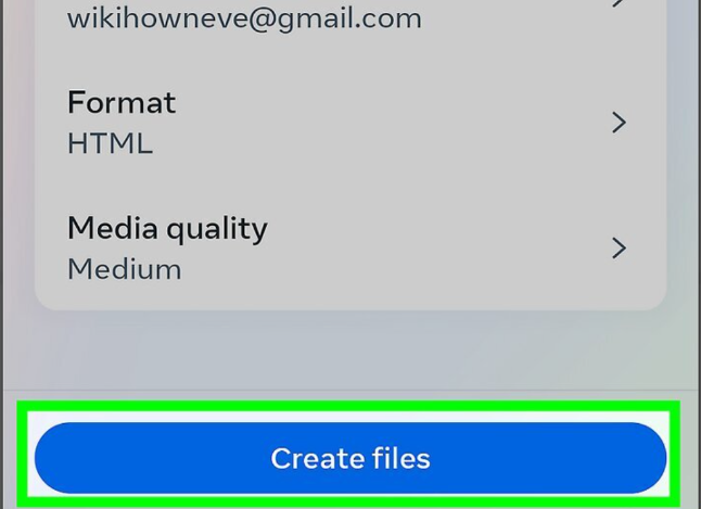 Selecting the information to download from Instagram