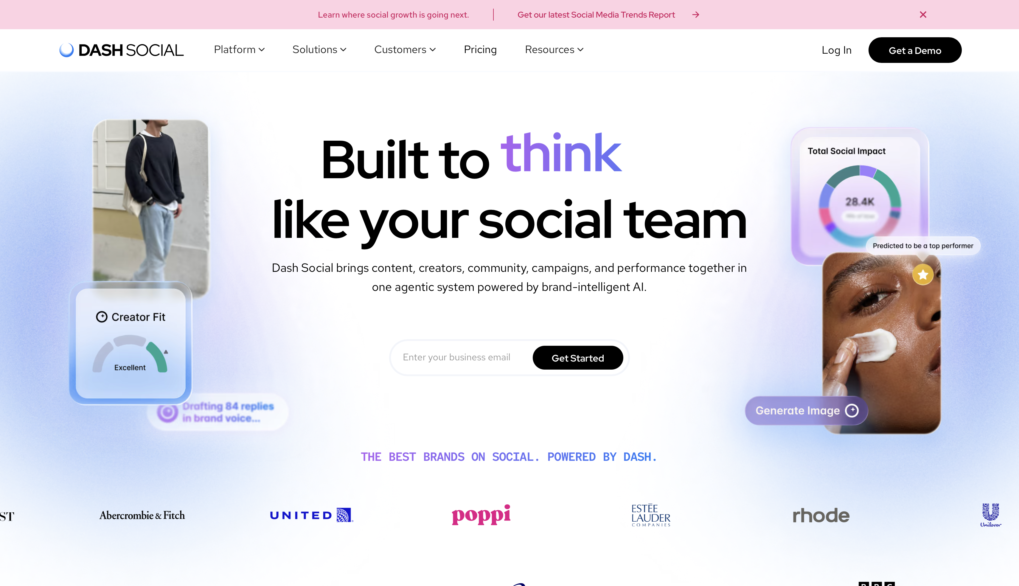 Dash Social interface