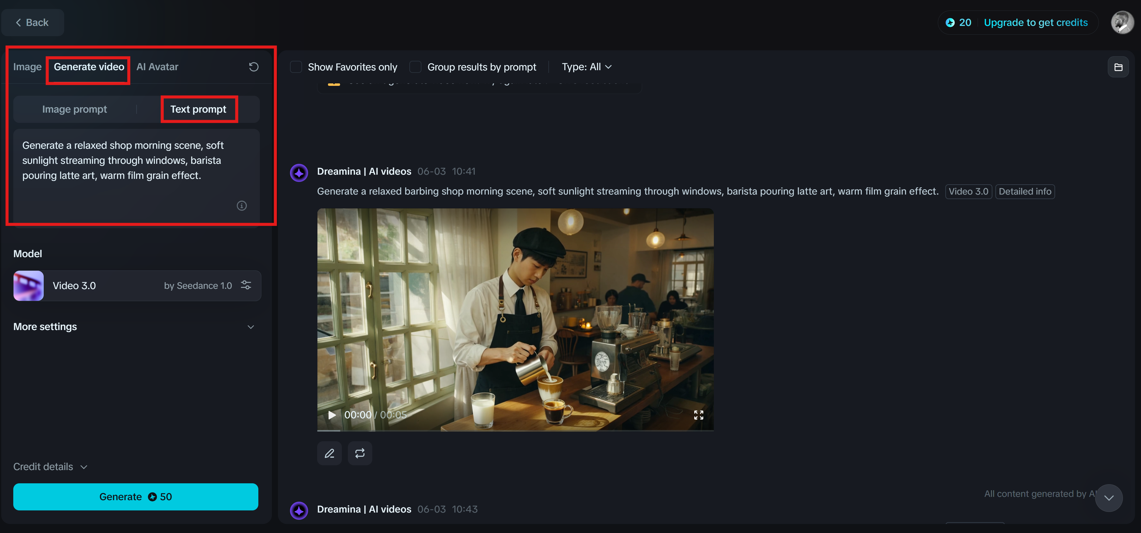 Dreamina: Video İstemi