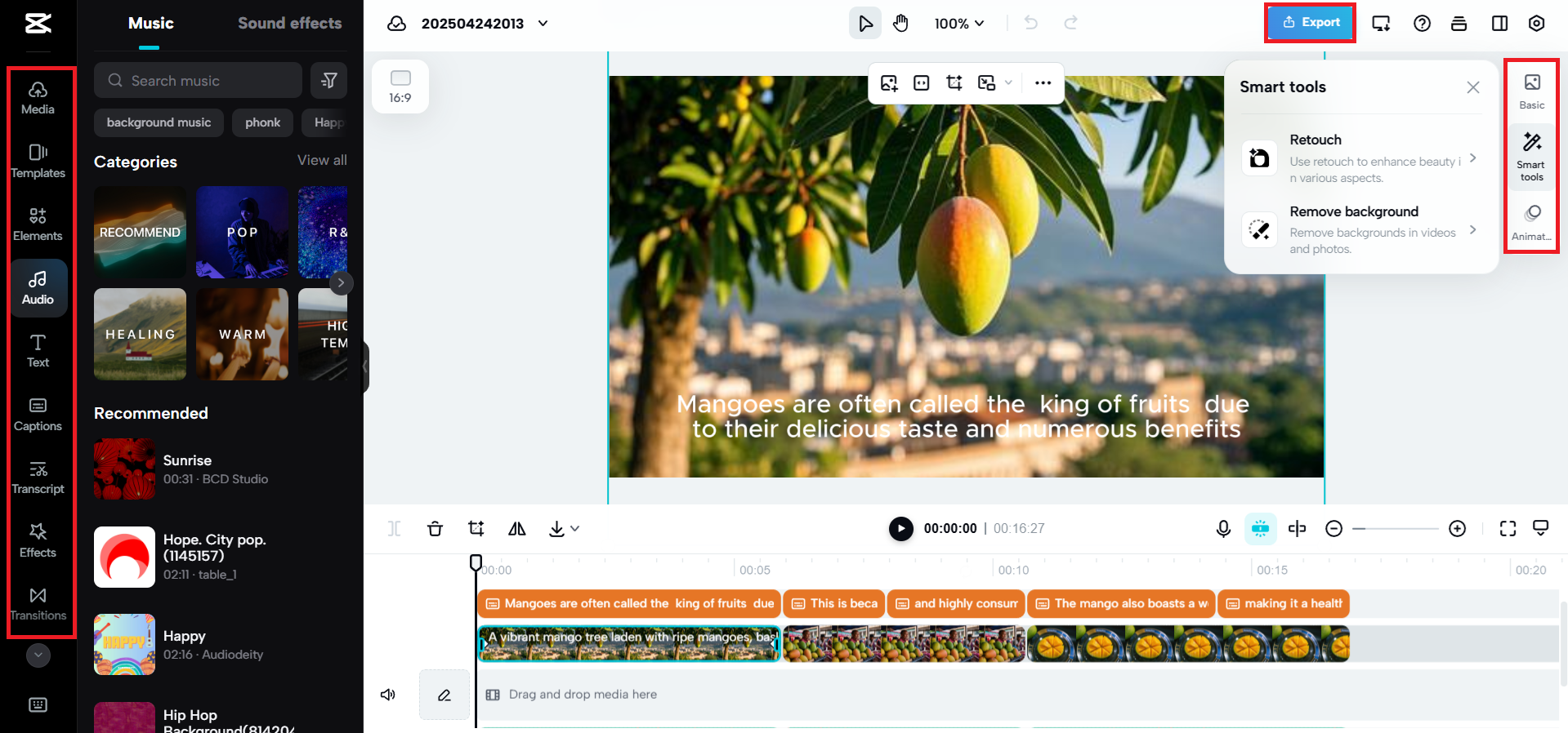 Verfeinern und exportieren