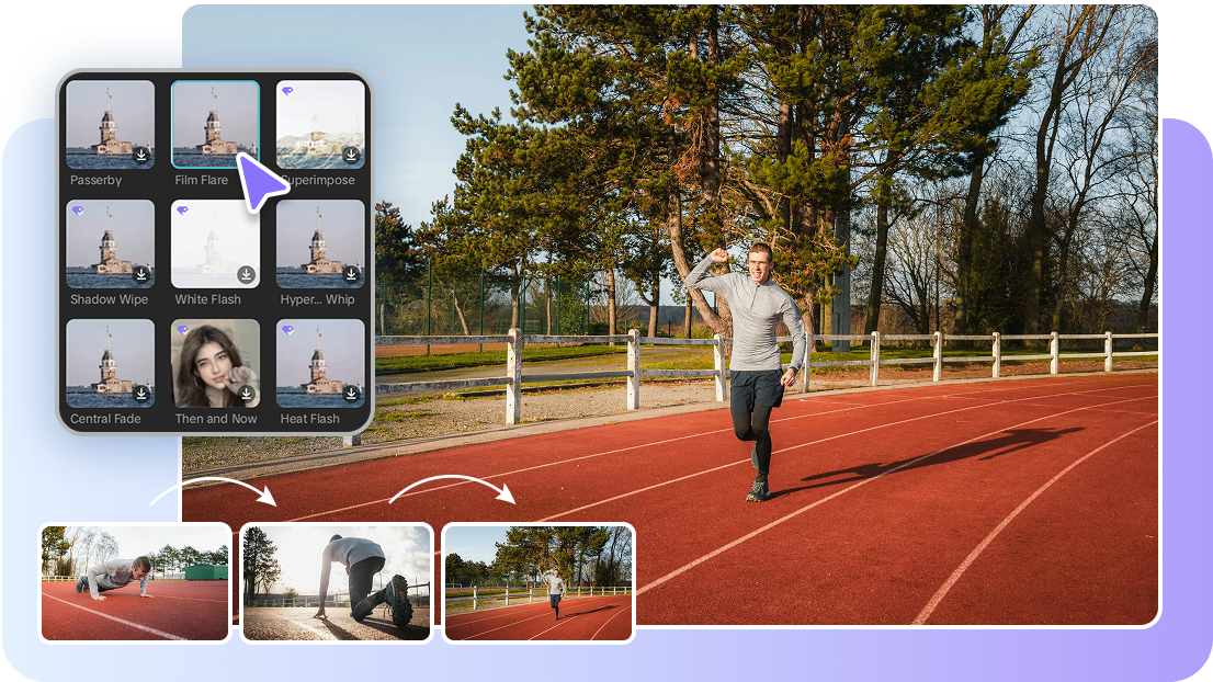 Smooth AI transition between video scenes