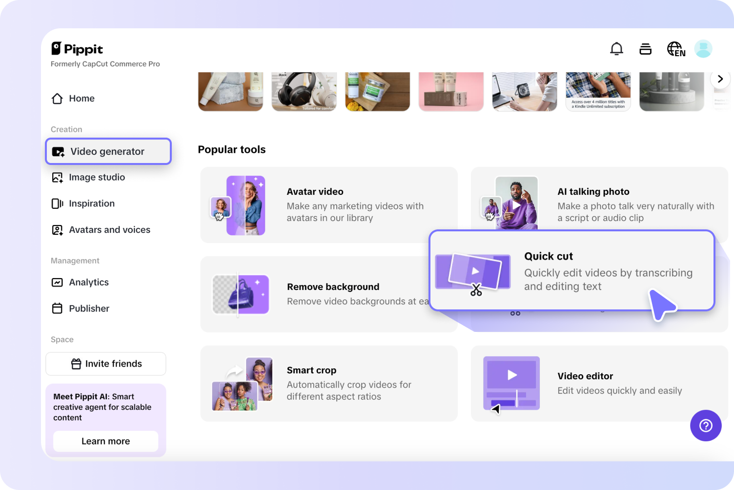 Access the Quick cut