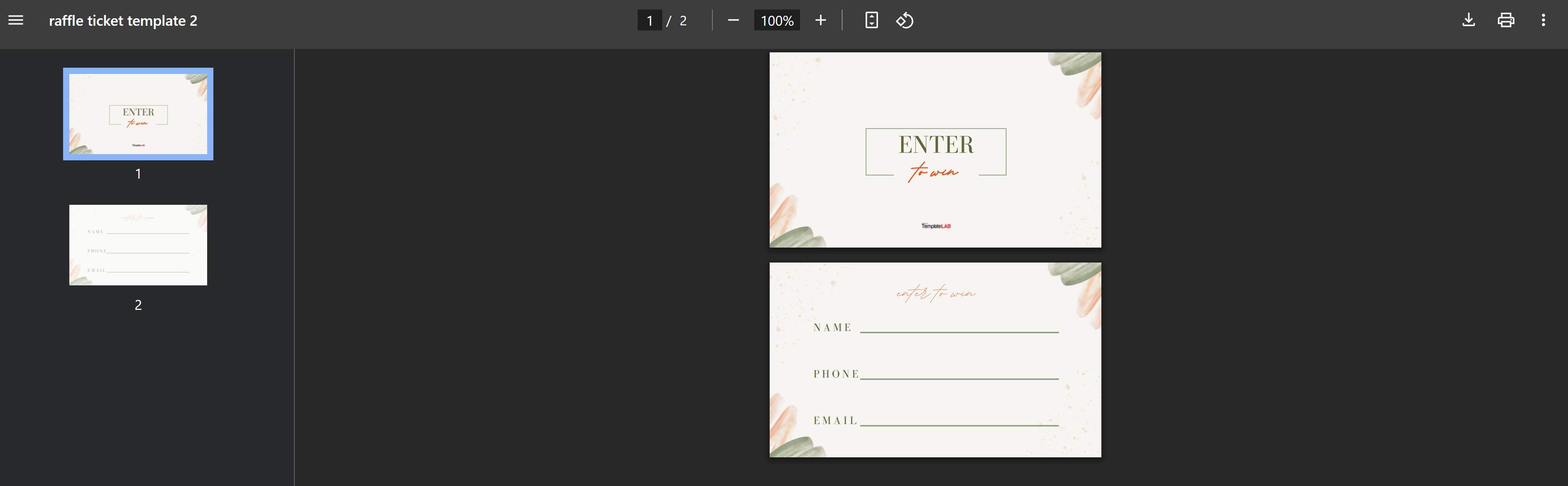 Creador de boletos para la rifa de TemplateLab en línea