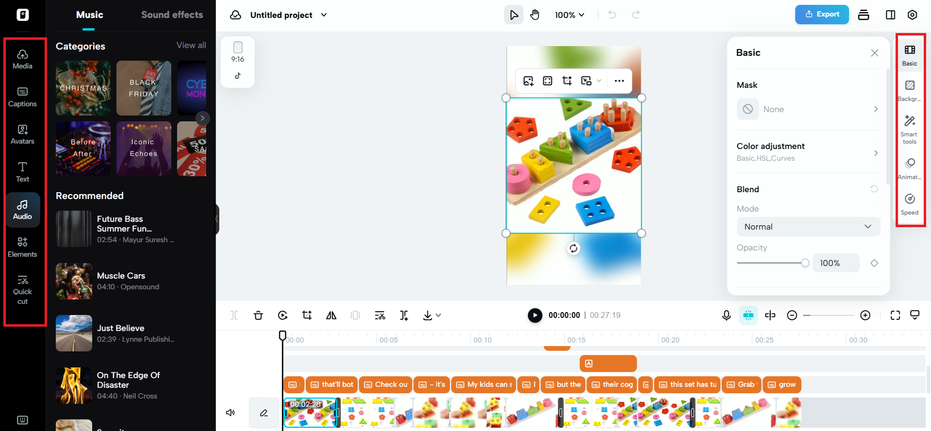Multiple editing option on both sides of canvas