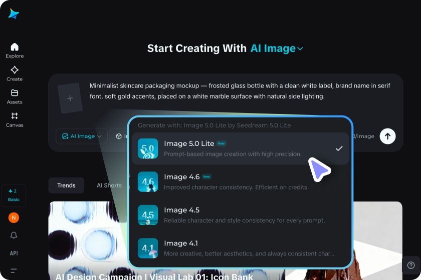Select the model and generate