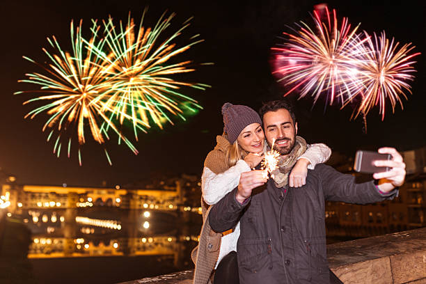 Selfie with firework backdrops