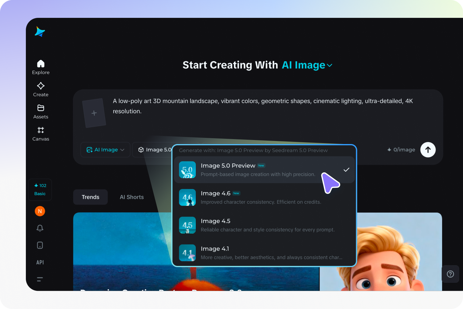  Select low poly generator settings