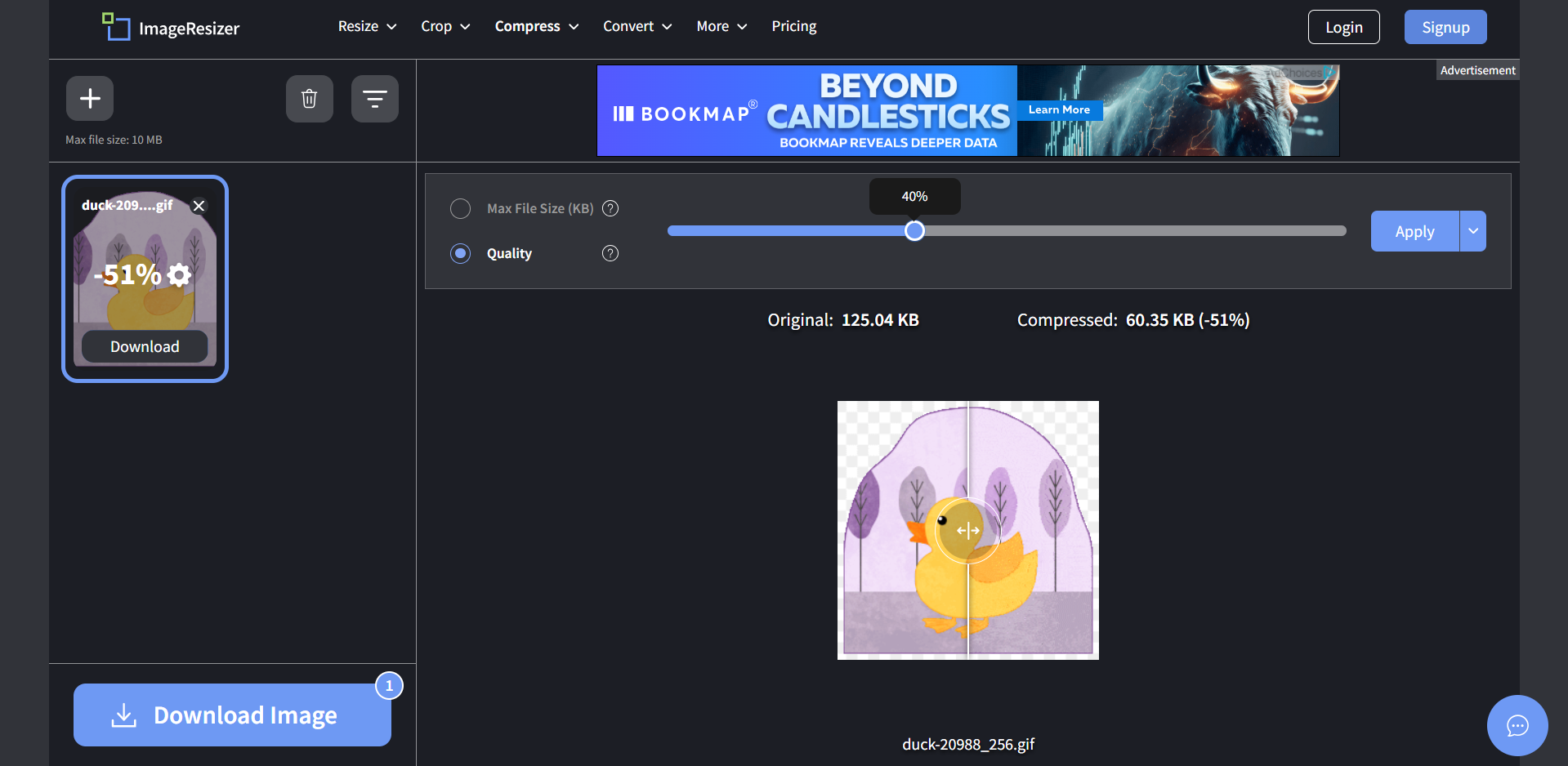Interface of Image Resizer - the best GIF compressor