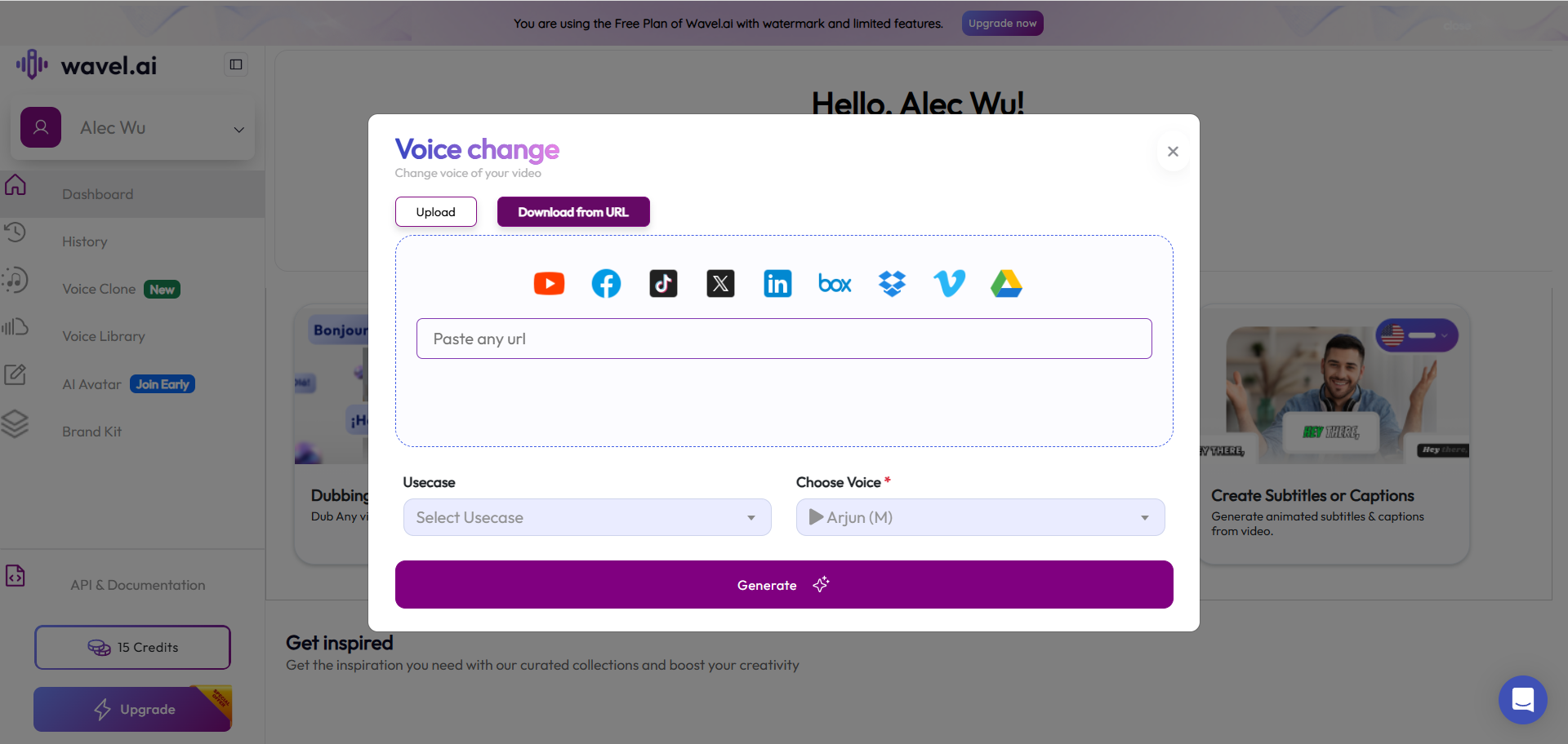 Wavel AI's interface