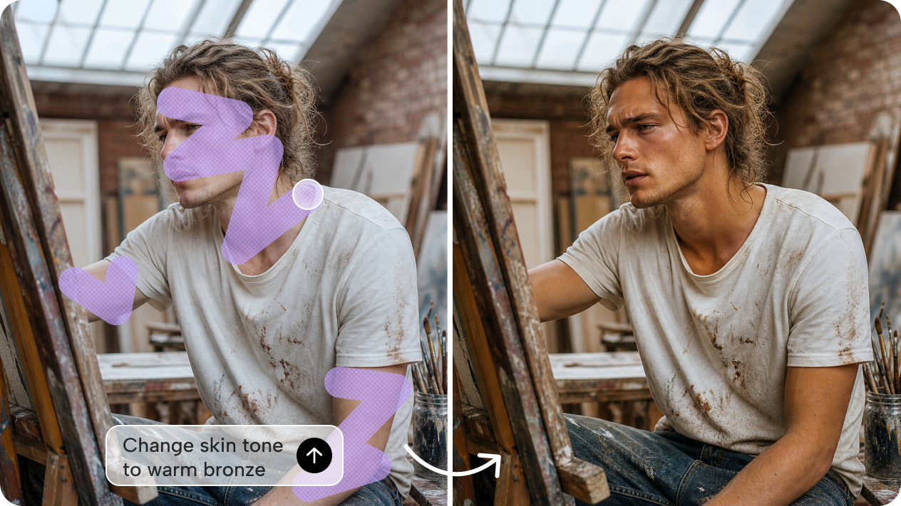 Edit any skin area without touching the rest with Interactive editing