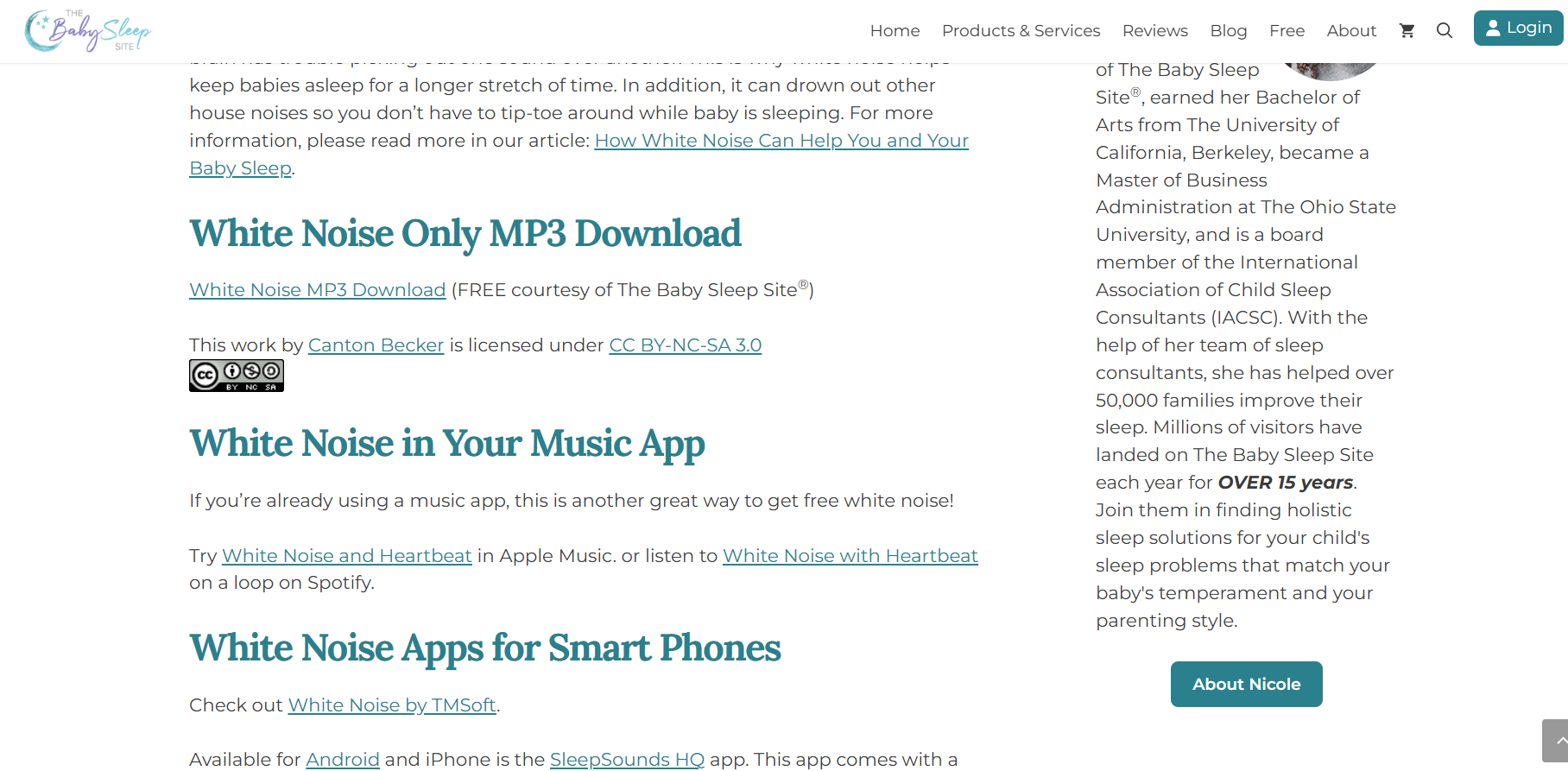 The Baby Sleep Site offers a 5 or 10-hour white noise sound