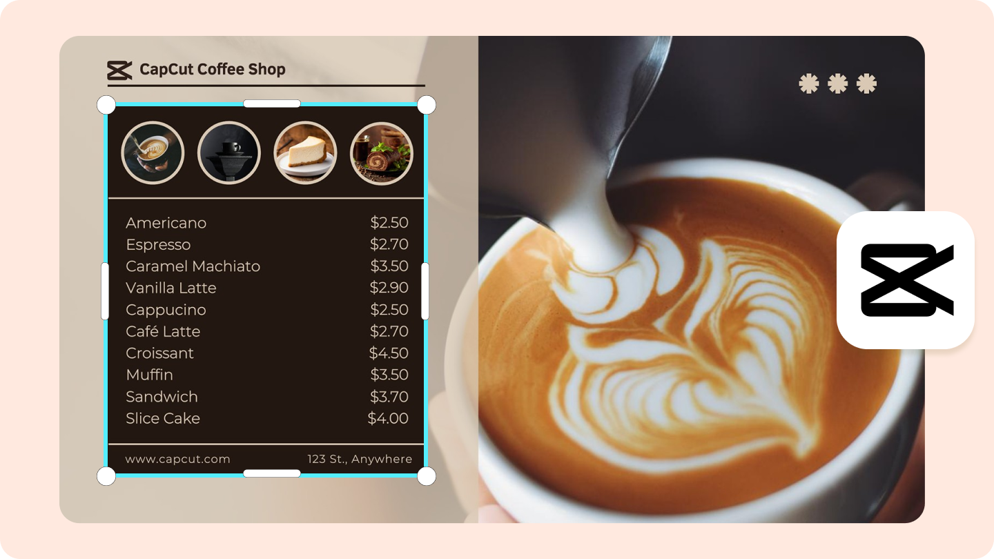 projekt menu kawiarnia