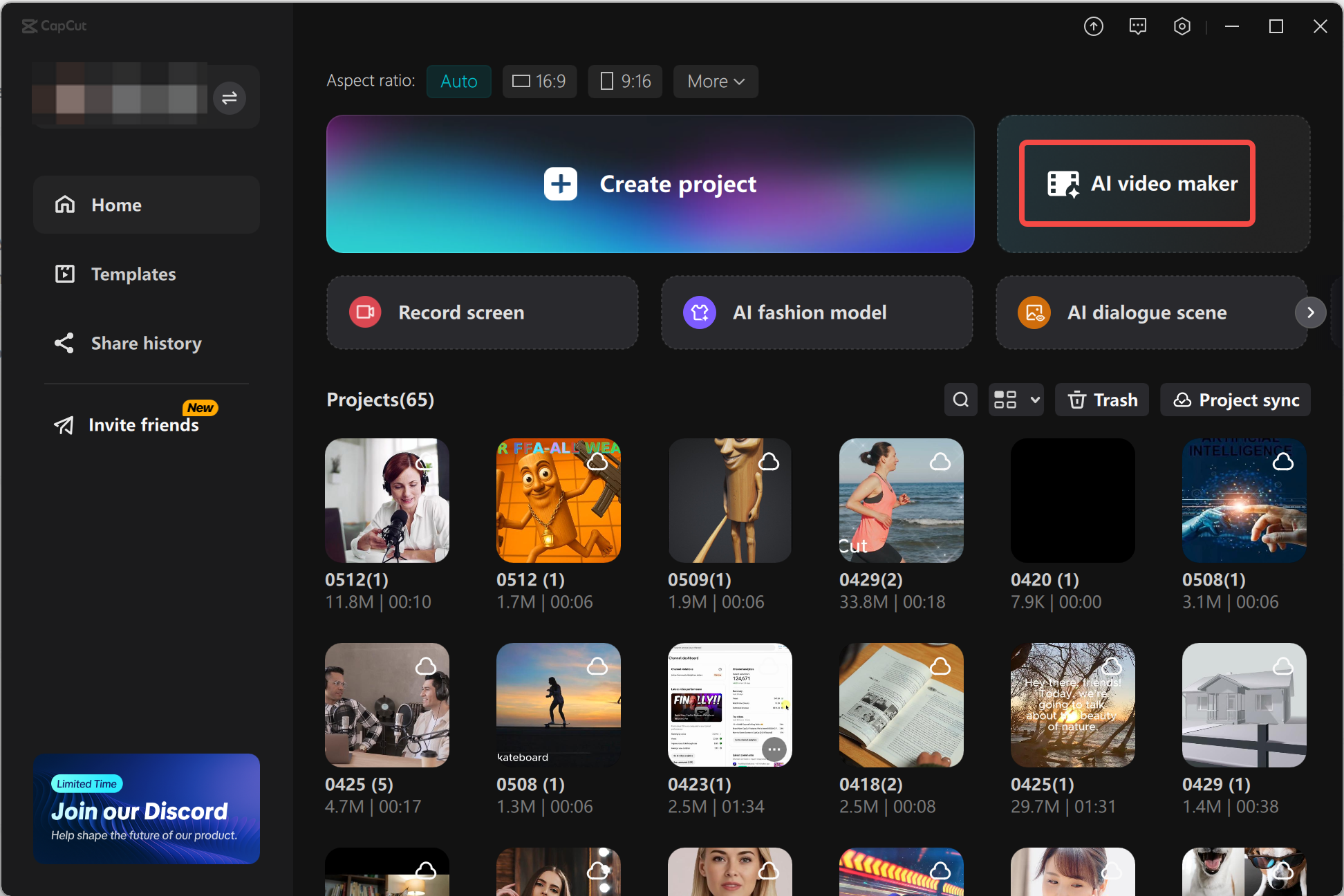 Truy cập công cụ tạo video AI từ CapCut