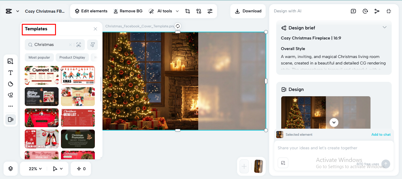 Selecting a template on the CapCut desktop video editor