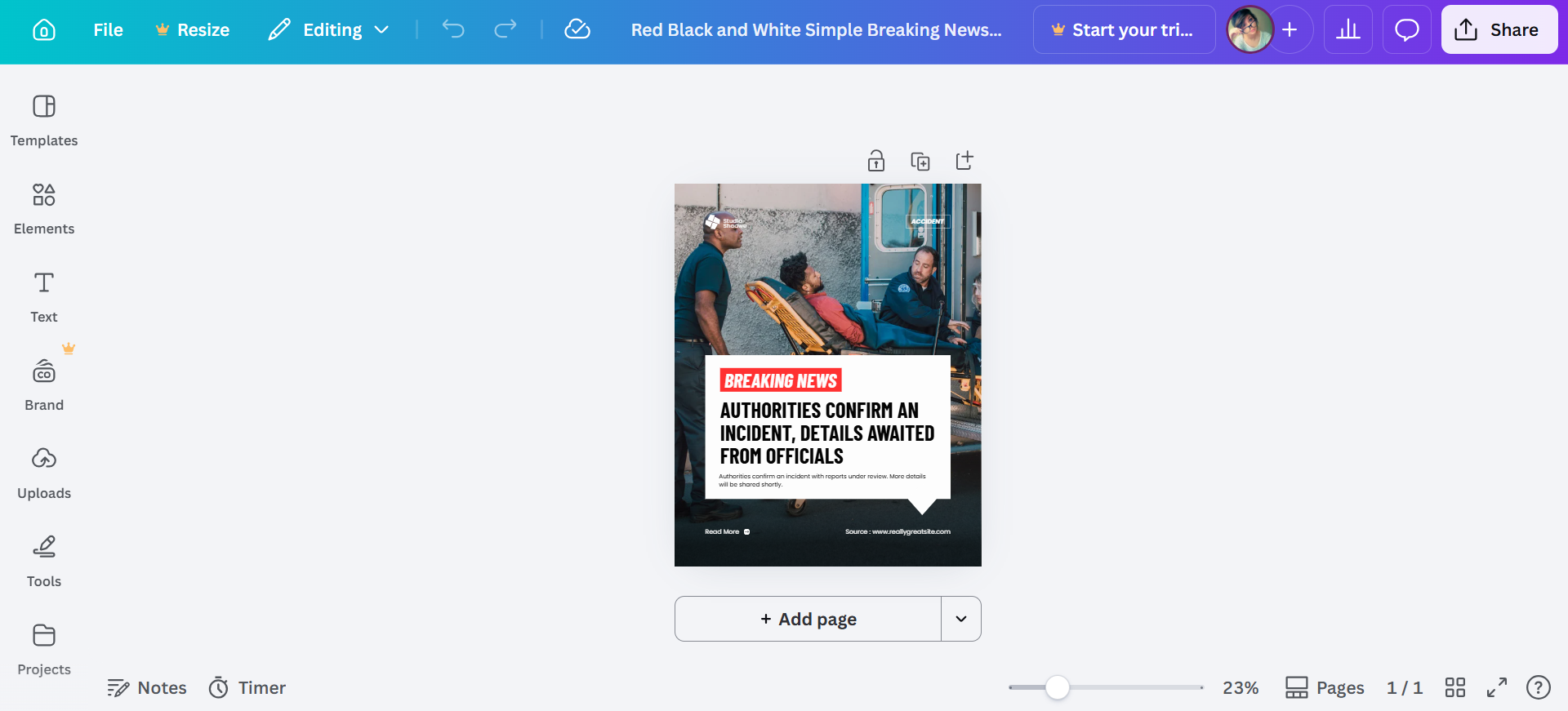 Create a news headline with Canva
