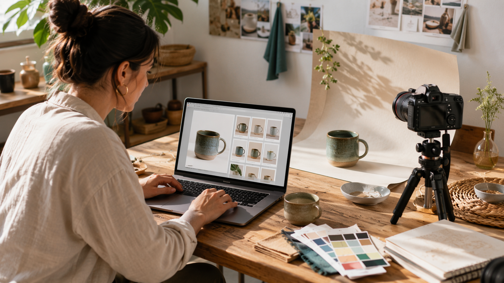 Dreamina Etsy AI image generator prompt example 2: ceramic shop listing image