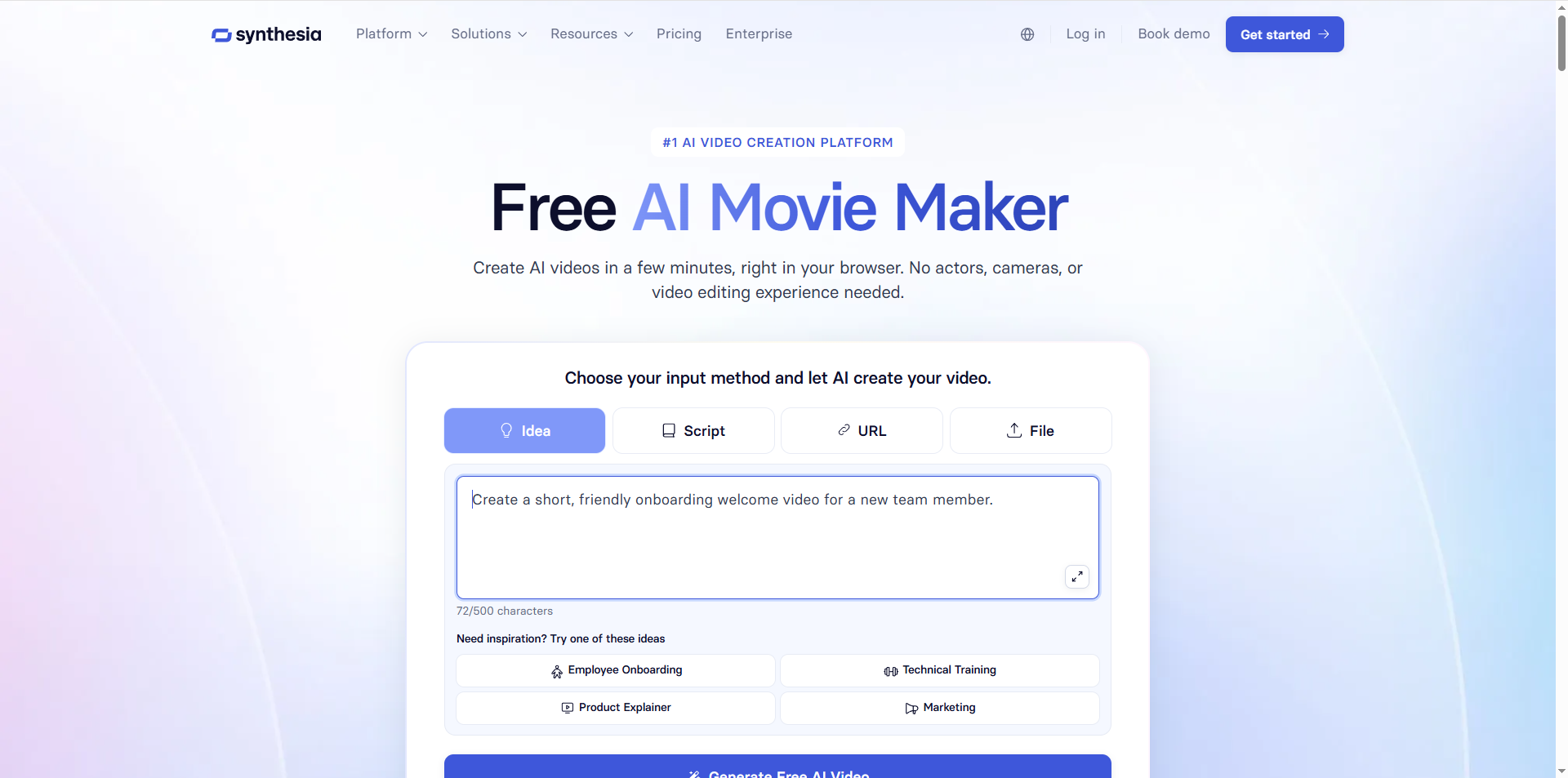 Interface do Synthesia