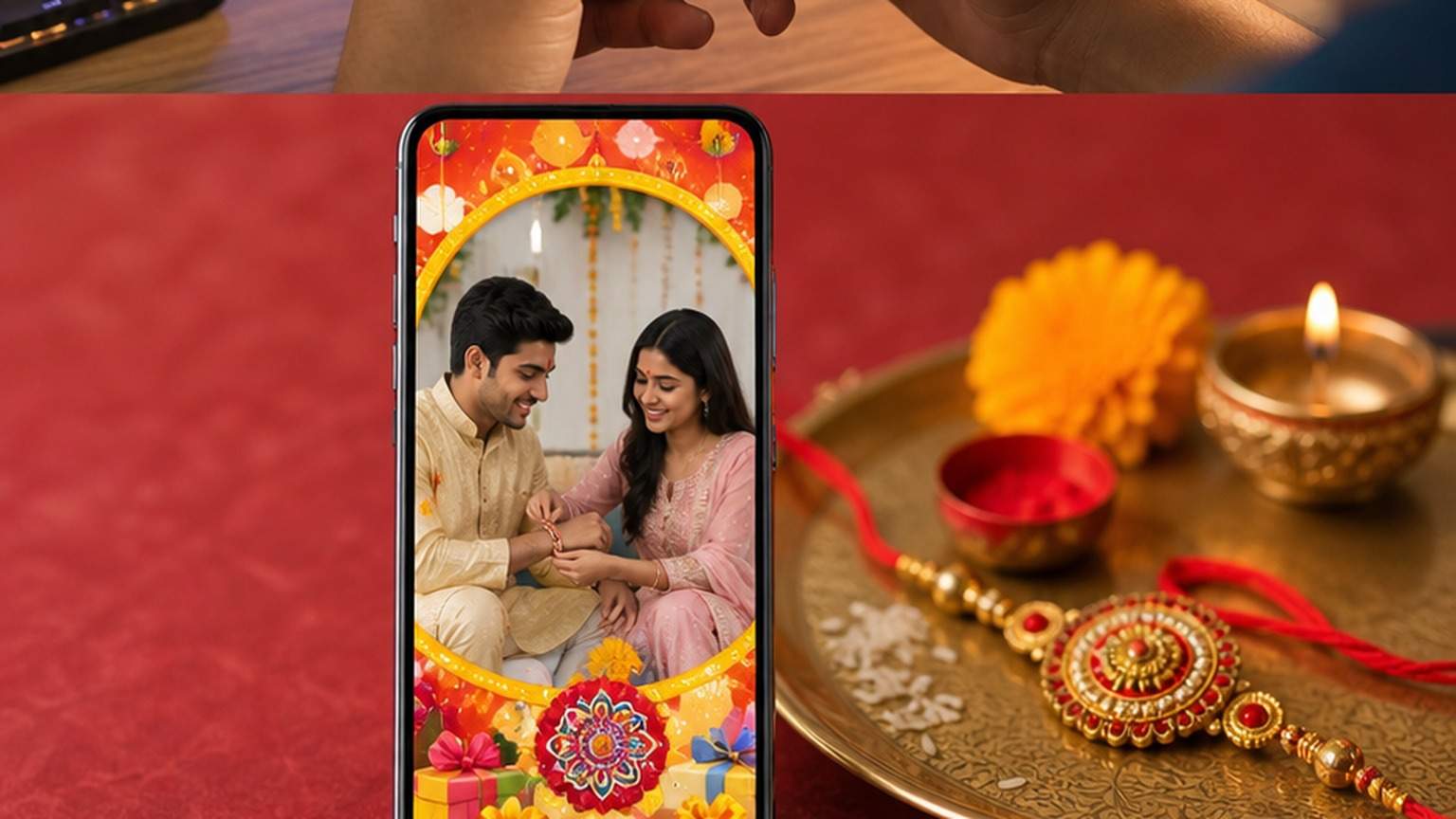 Natural studio portrait of a fictional adult raksha bandhan capcut template