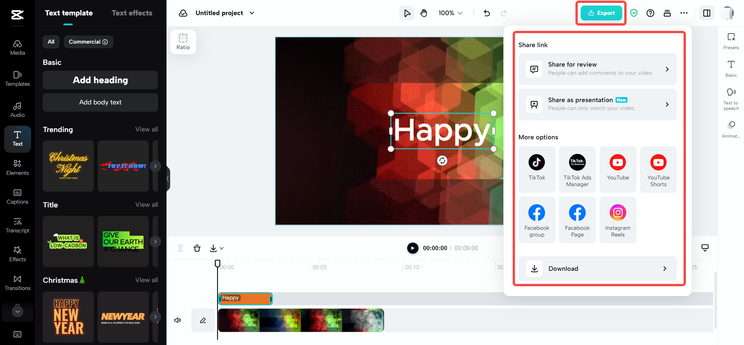 Export and share