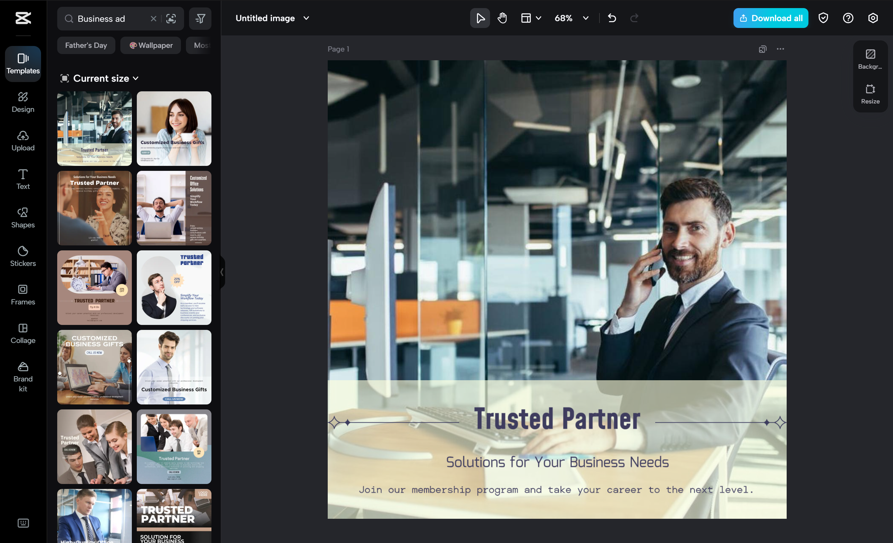 Use CapCut's Office Business template
