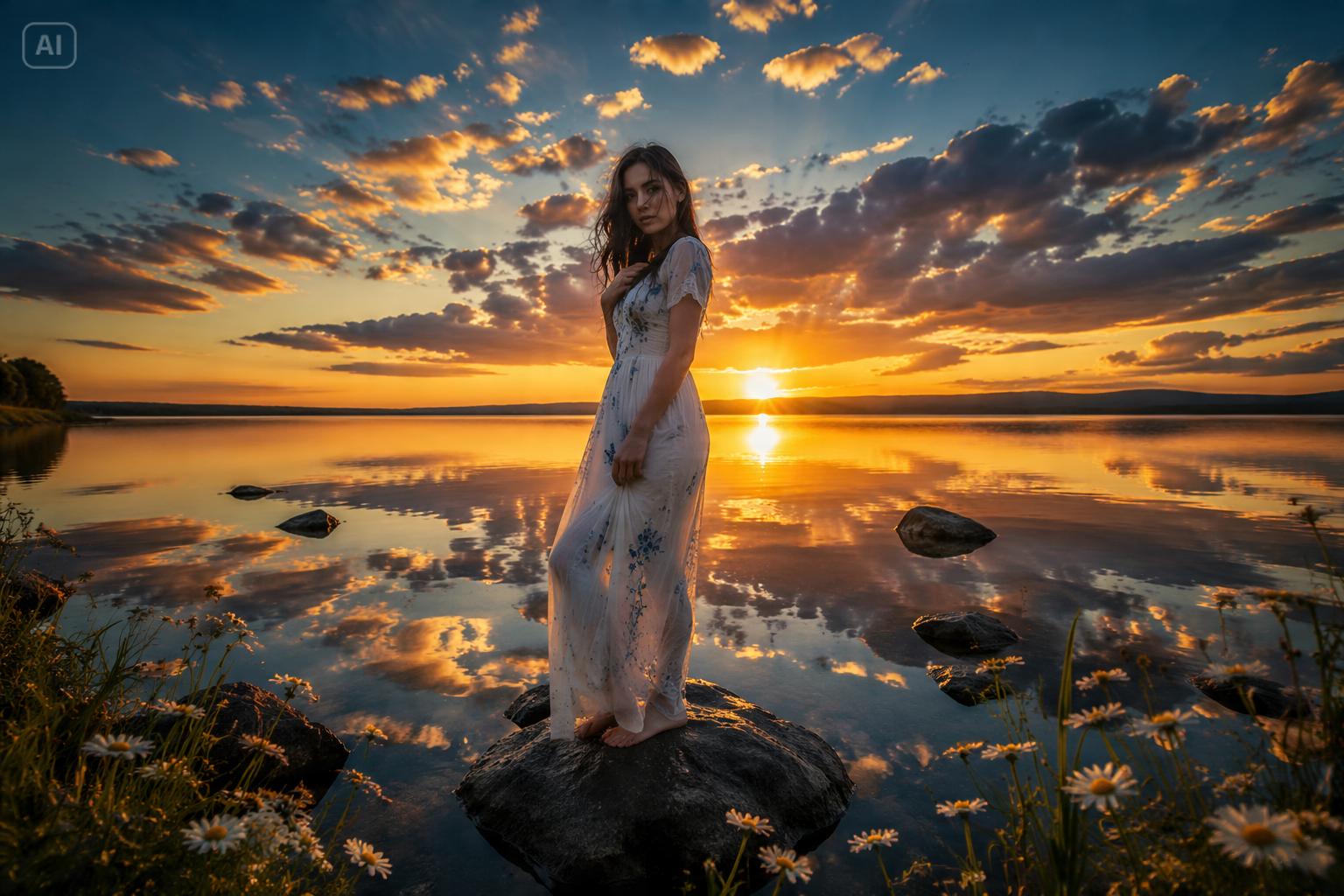 Mensajes virales de edición de fotos del río al atardecer