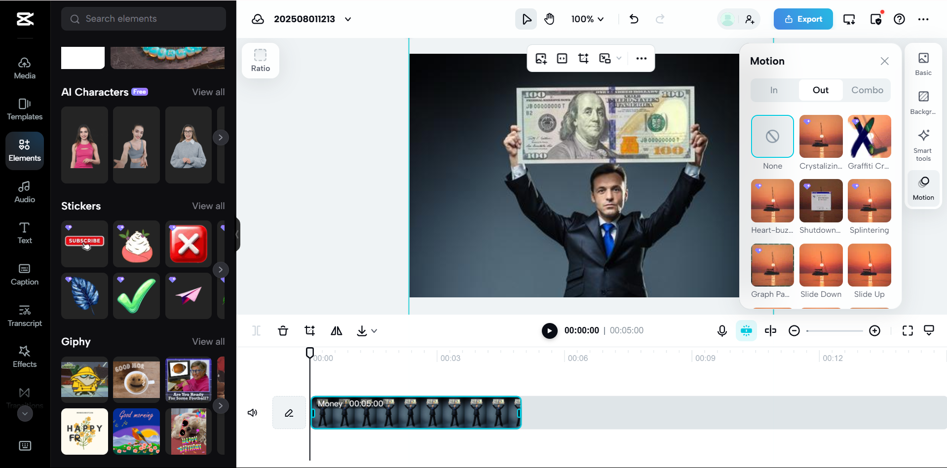 Interface of CapCut Web - best tool to convert Pictures to GIFS