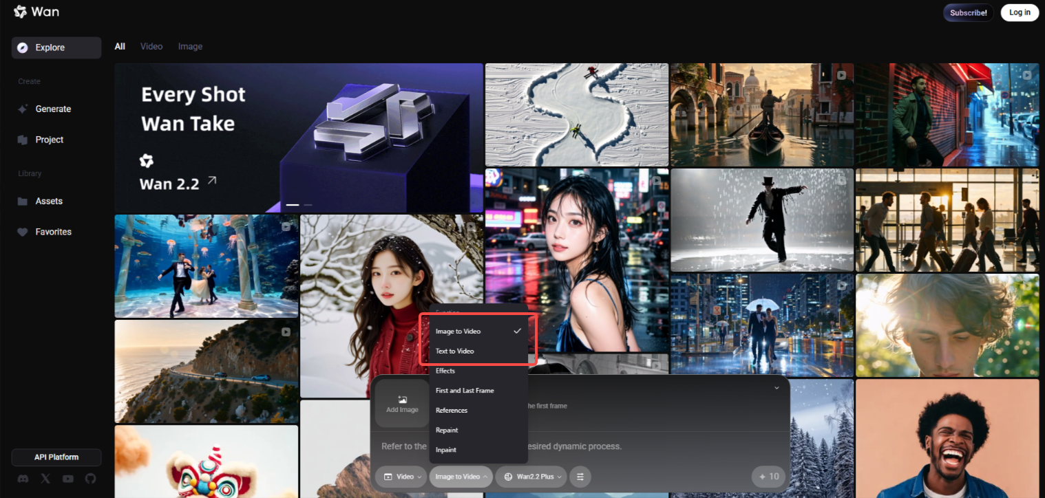 Access the Wan AI video generator