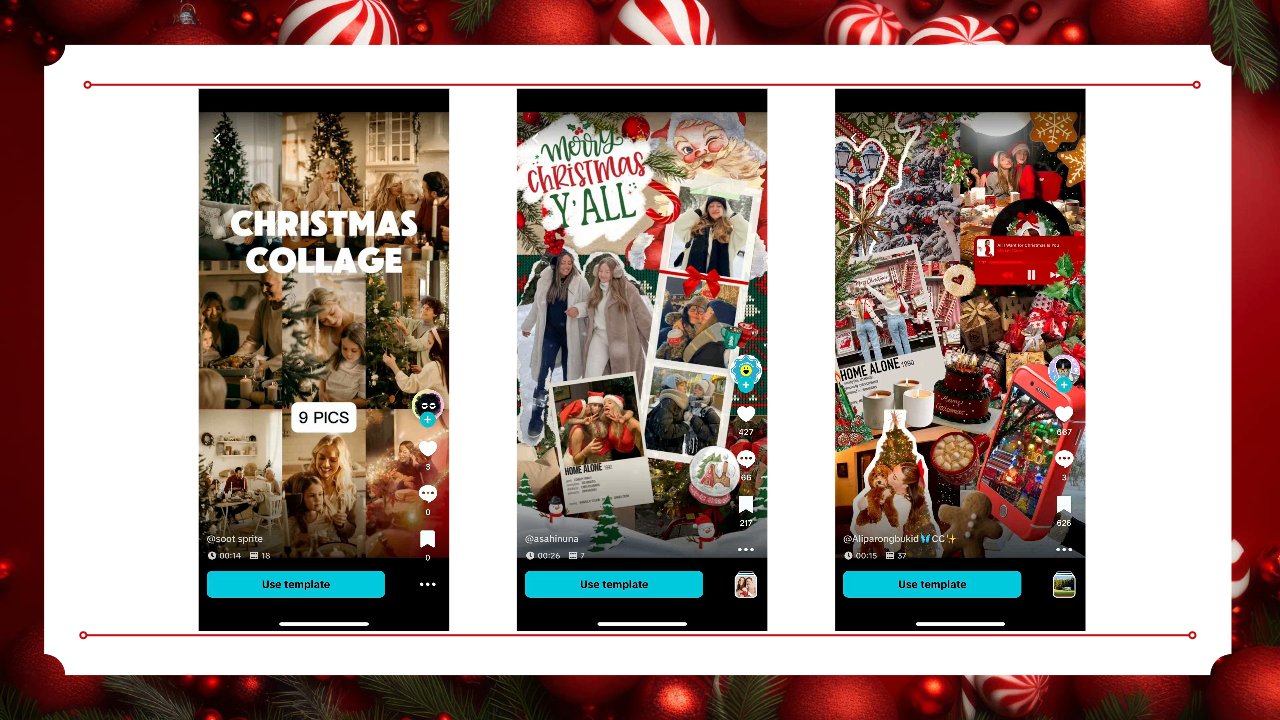 Photo Collage Christmas Card Template