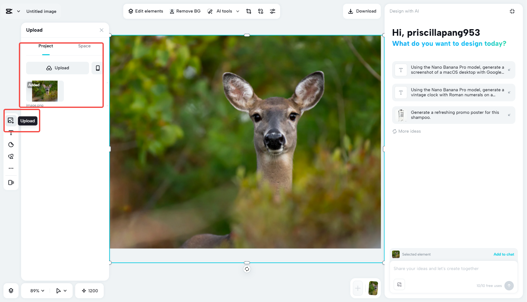 Import the image to CapCut