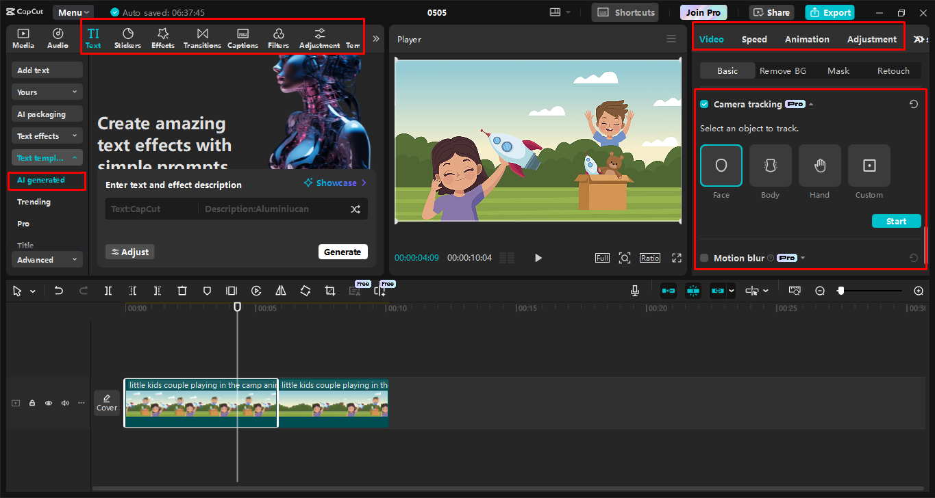 Customizing the animation in the CapCut desktop video editor