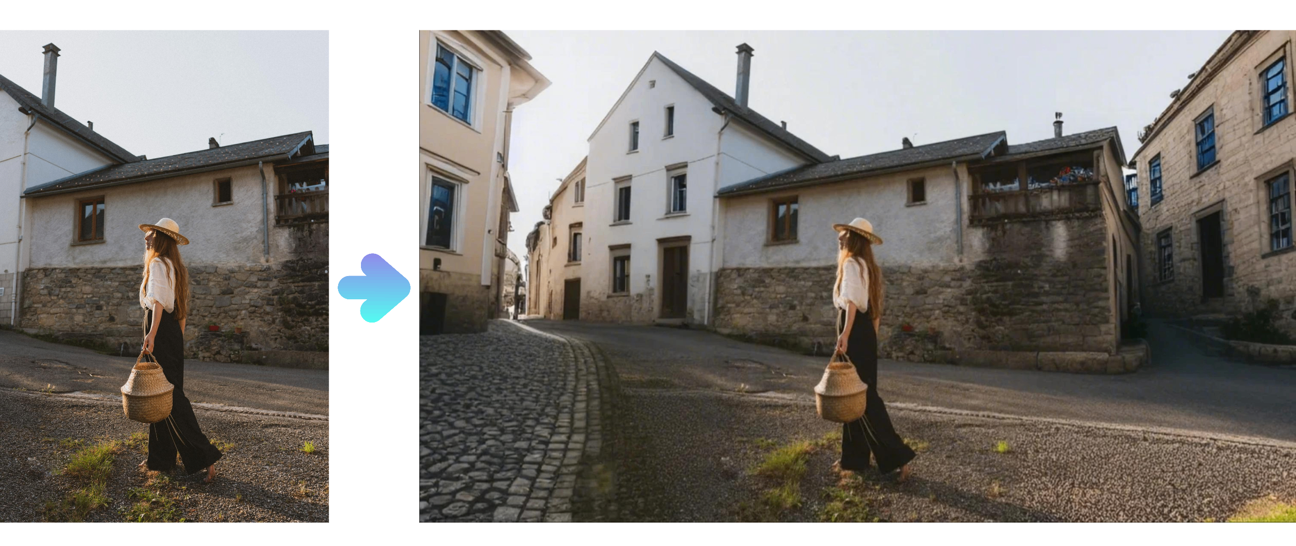 Image expansion AI of an afternoon street