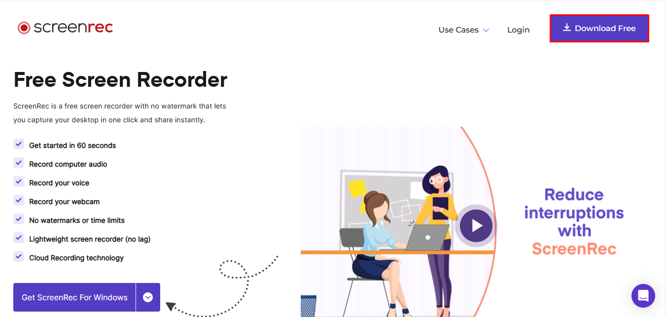 A ScreenRec felülete - egy ingyenes 4k képernyőrögzítő