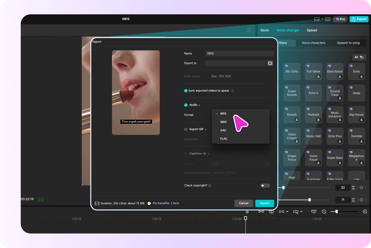 Export your girl voice file