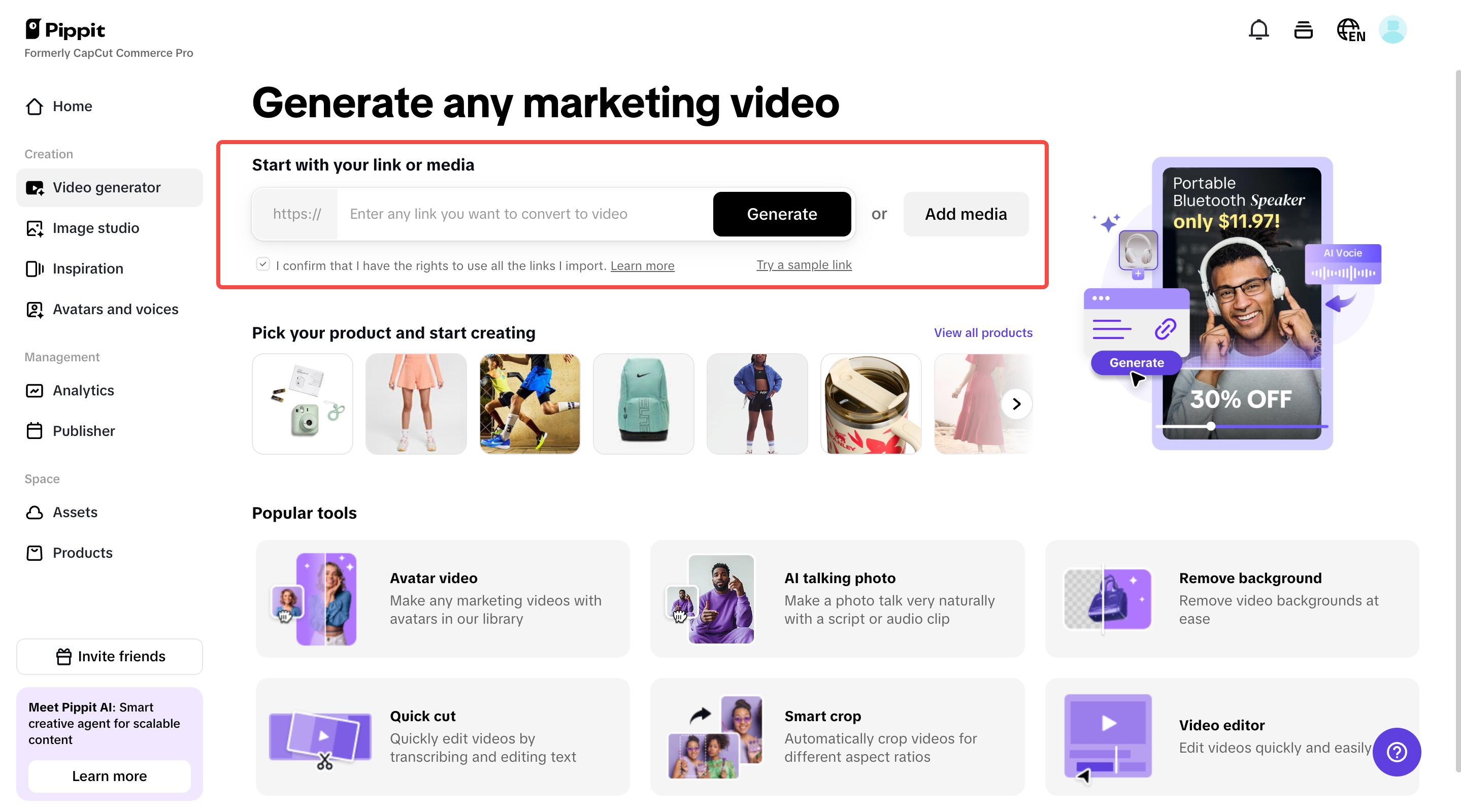 Enter product links or media