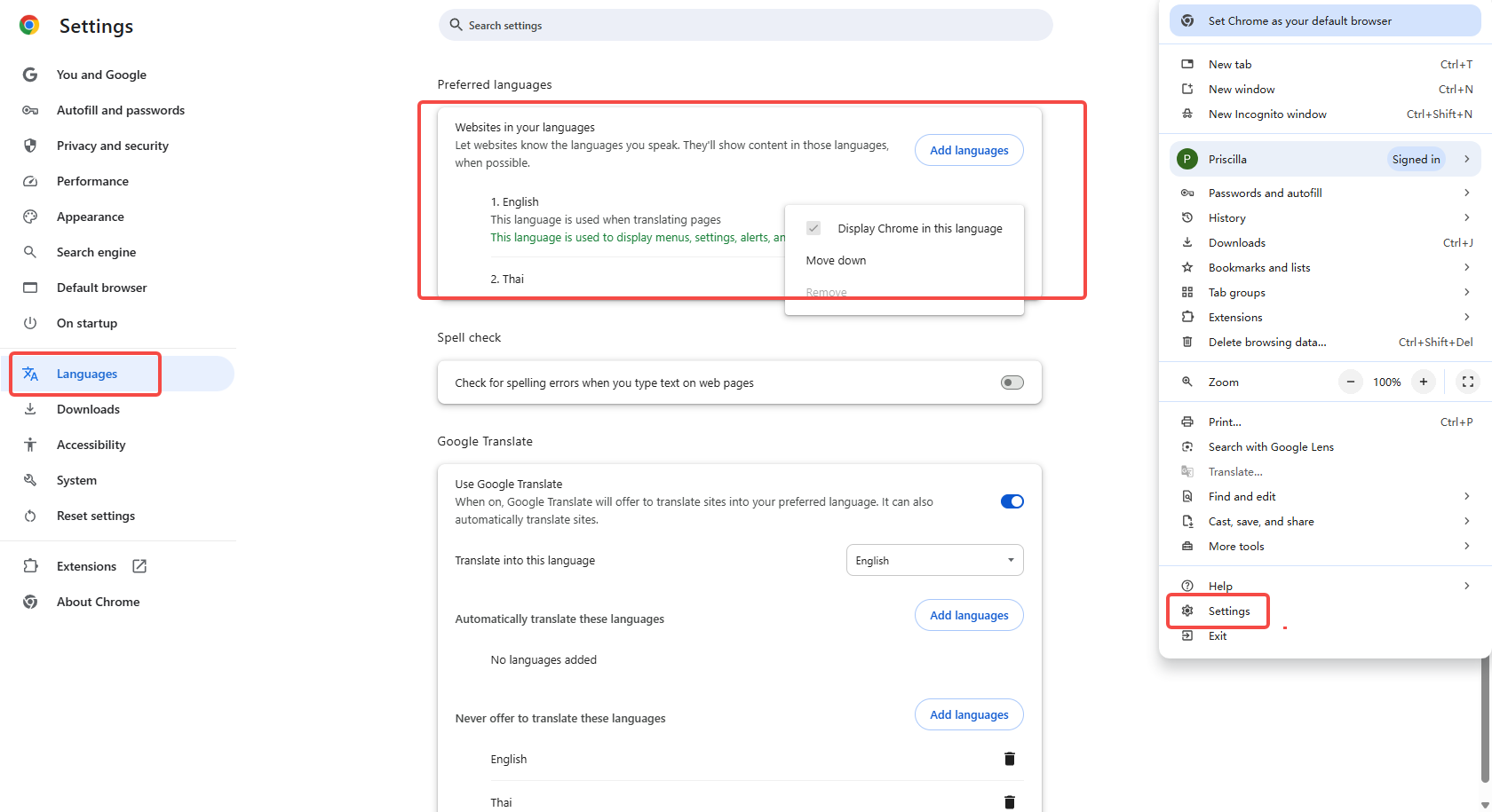 Set English as Chrome's language