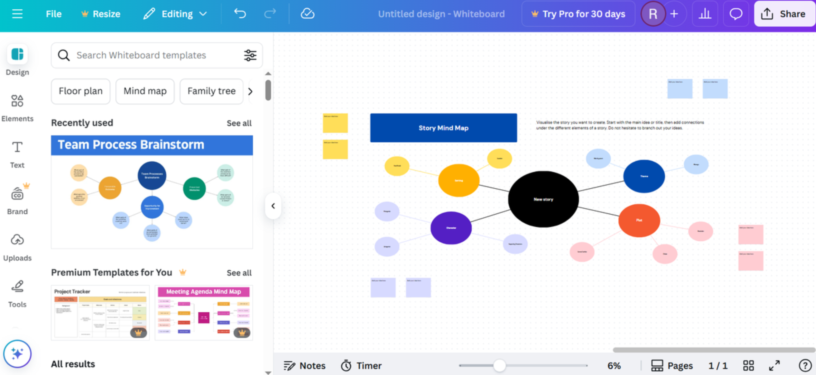 Canva - mind map maker on desktop