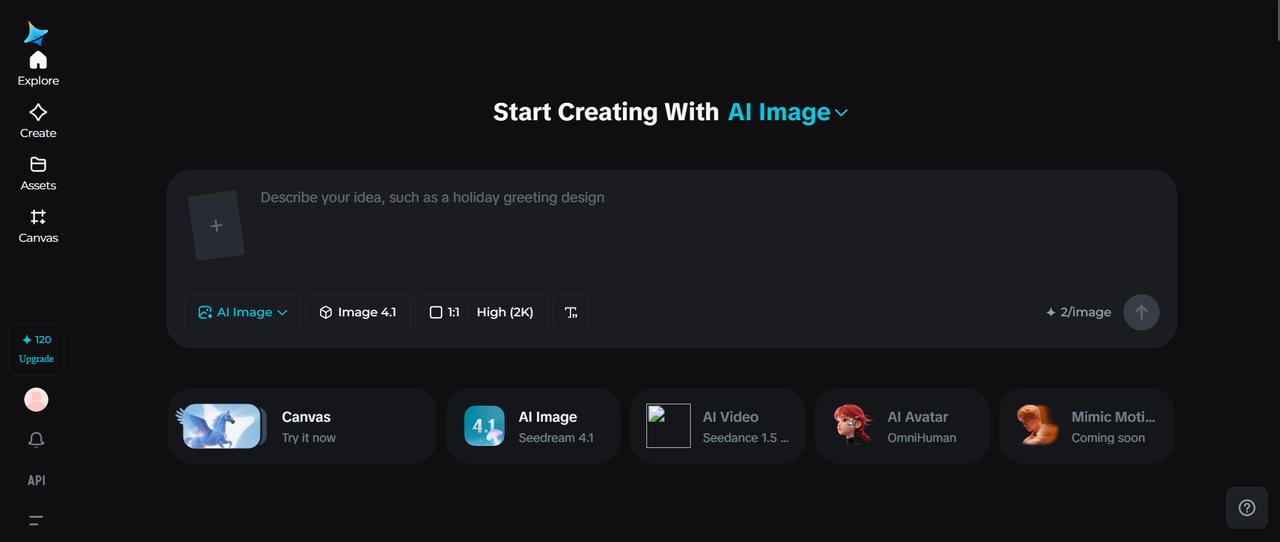 Antarmuka Dreamina untuk membuat poster acara menggunakan agen AI