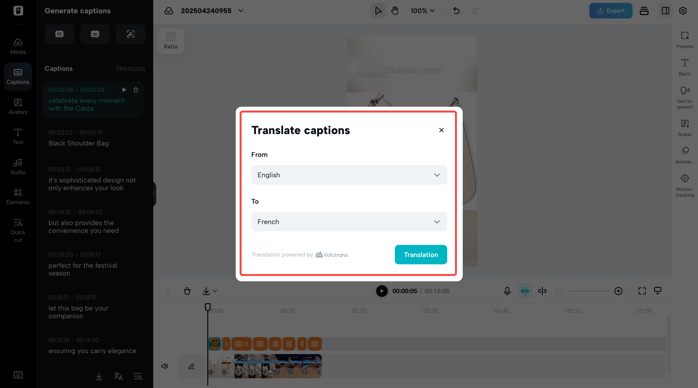 Select the language you want to translate