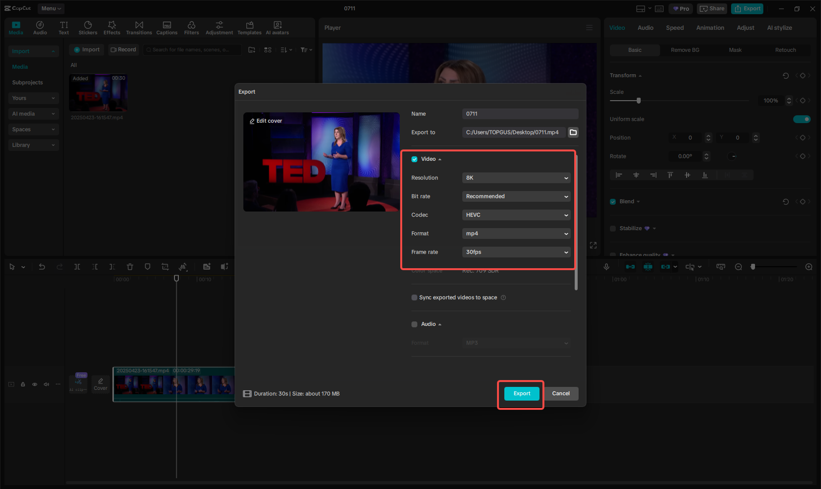 Export your video project