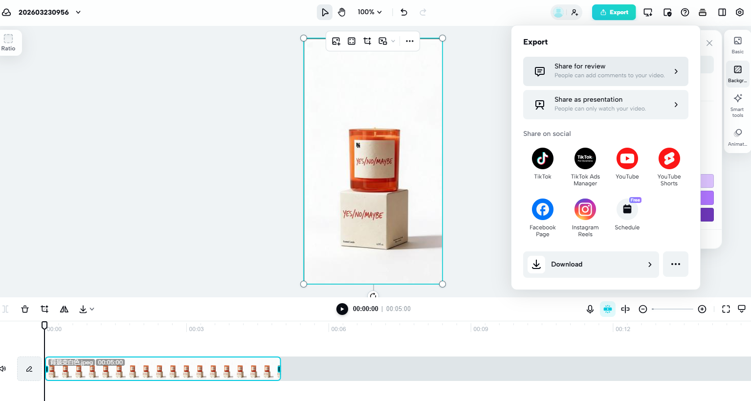 Video export settings in CapCut