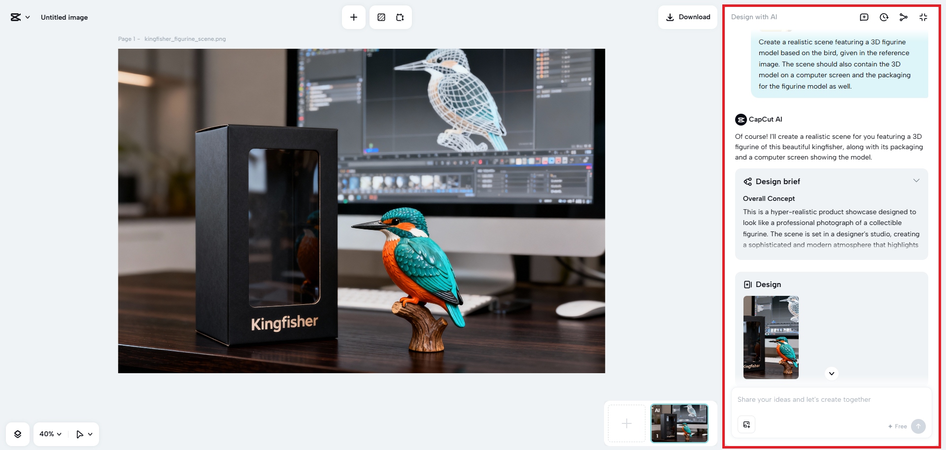 Refine your creation using AI prompts