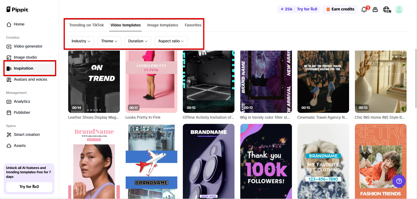 Modelos pré-aprovados no Pippit